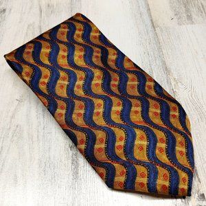 Vintage Palatina Men's Tie 100% Silk Red Blue Gold